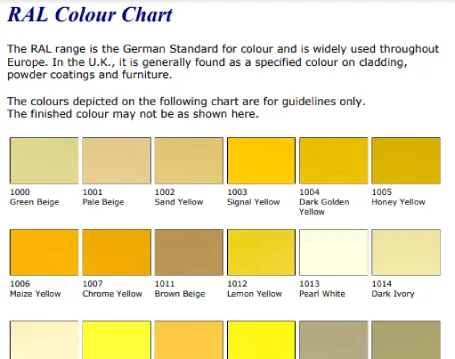 RAL Colour Chart